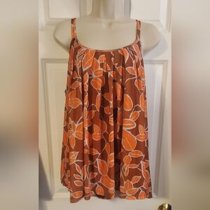 NWT Leaf Patterned Orange Mesh Top